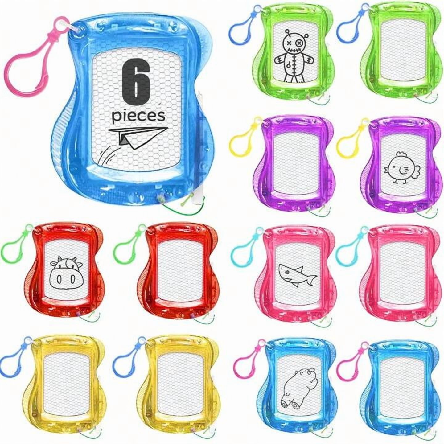 RuWeoMaa Magnetic Drawing Boards - Set of 6 Mini Doodle Boards - Kids Erasable Magnetic Drawing Boards with Zip Tie Keychain Boost Creativity, Fine Motor Skills - Keychain Party Favors