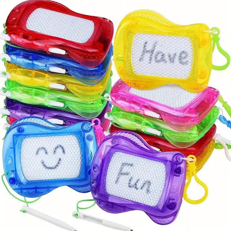 RuWeoMaa Mini Magnetic Drawing Boards with Keychain 18pcs - Erasable Doodle & Sketch Pads for Youngsters, Ideal for Backpacks,Party Favors & Goodie Bag Fillers,Assorted Colors, Perfect Gifts for Kids