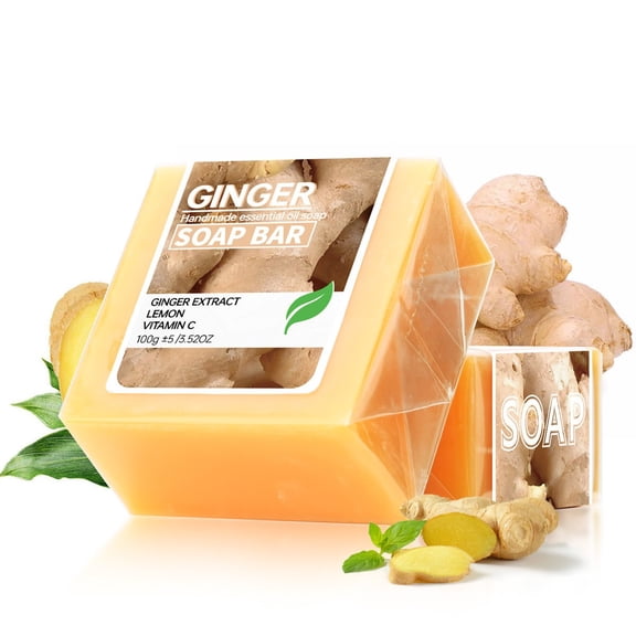 RuWeoMaa Natural Handmade Essential Oil Soap Bar Collection - Ginger Soap for Face & Body, 100g/3.52oz
