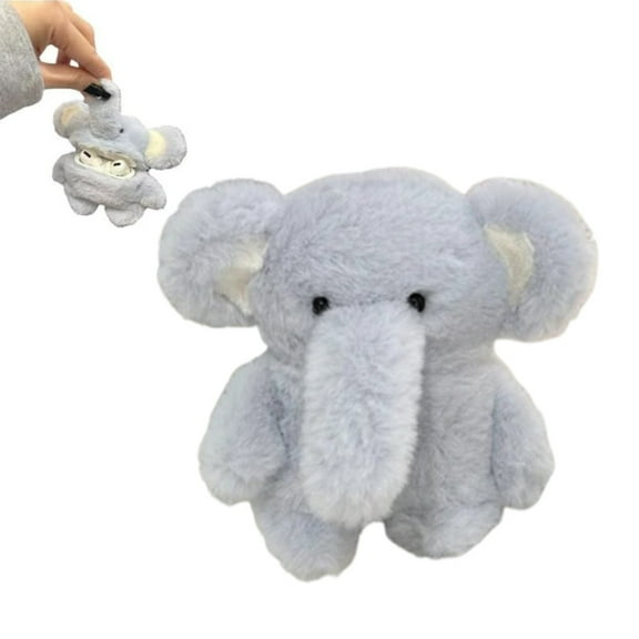 RuWeoMaa Plush Elephant AirPods 4 Protective Case, 3D Cute Cartoon Elephant Plush Case Earphone Protective Cover, Soft Silicone Inner Shell Faux Fur Shockproof Carrying Cover