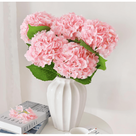 RuWeoMaa Real Touch Blue Hydrangea Artificial Flowers with Stems, Fake Silk Flowers for Outdoors, 1 Pcs Artificial Flowers for Home Decor Wedding Bouquets Centerpieces Vase
