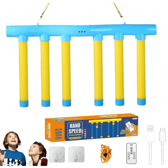 RuWeoMaa Reflex Challenge Game, Reaction Training Stick Grabber, Upgrade 3 Adjustable Speed Drop Stick Game with Remote Control, Suitable for Game Rooms or Family Gatherings,Travel Games