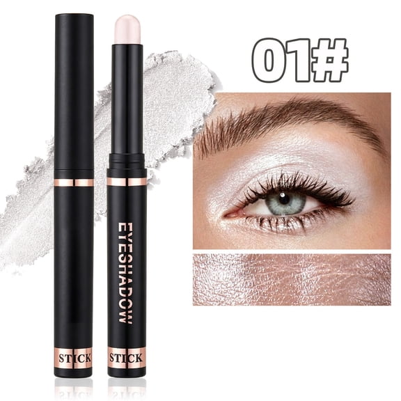 RuWeoMaa Retractable Pearlescent Cream Eyeshadow Stick, Glitter Shimmer Eyeshadow, Long Lasting Luminous Cream-to-Powder Eye Shadow Stick with 12 Shades Available, 01#