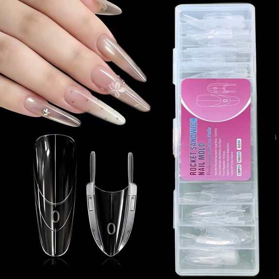 RuWeoMaa Sandwich Nail Forms, Professional Sandwiches Nails Forms 120pcs, Clip-Free ABS Nail Extension Forms, Bulk Nail Art Supplies For Nail Beginners And Experts