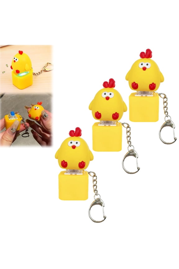 Squeaky Chick Fidget Toy, Fidget Duck Keyboard Button, Squeaky Chick Fidg, Little Yellow Chick Decompressions Sound Keychain, Key Board Clicker for Women, Men