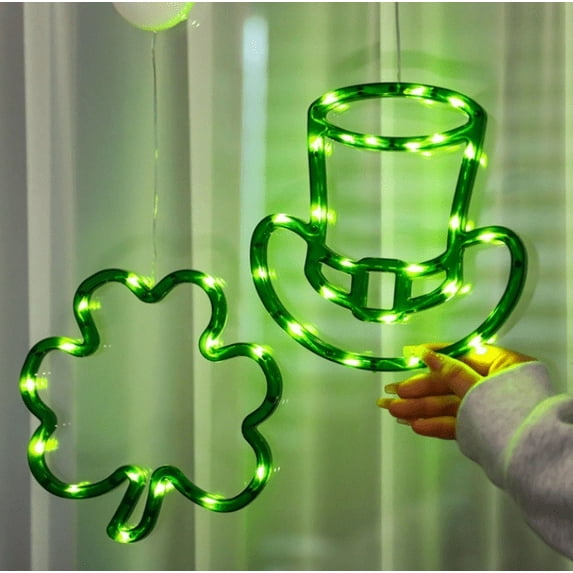RuWeoMaa St Patricks Day Neon Sign Hat Wall Decor LED Neon Light for Room Window Lights St Patrick's Day Party Home Bar Decoration