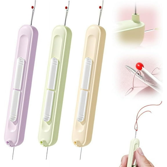 RuWeoMaa Upgraded 2 in 1 Needle Threader and Seam Ripper, Needle Threaders for Sewing,Needle Threaders Easy for Seniors,Automatic Seam Rippers,Multifunctional Needle Threader,Mini Portable Sewing Kit