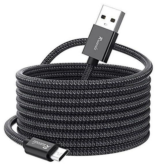Ruaeoda Long Micro USB Cable Android Charger 20ft with Gold-Plated PS4 Charger Cable - High Speed 2.0 USB A Male to Micro USB Nylon Braided Cable for Android Phone Charger Cable