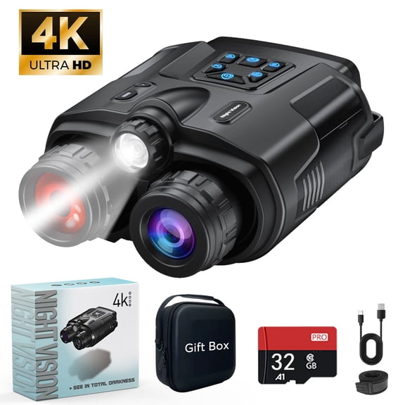 Ruaiok 4K Night Vision Binoculars, 8X Outdoor Night Vision Goggles for Adults Hunting & Camping, IP65 Waterproof and 5000mAh Rechargeable Battery