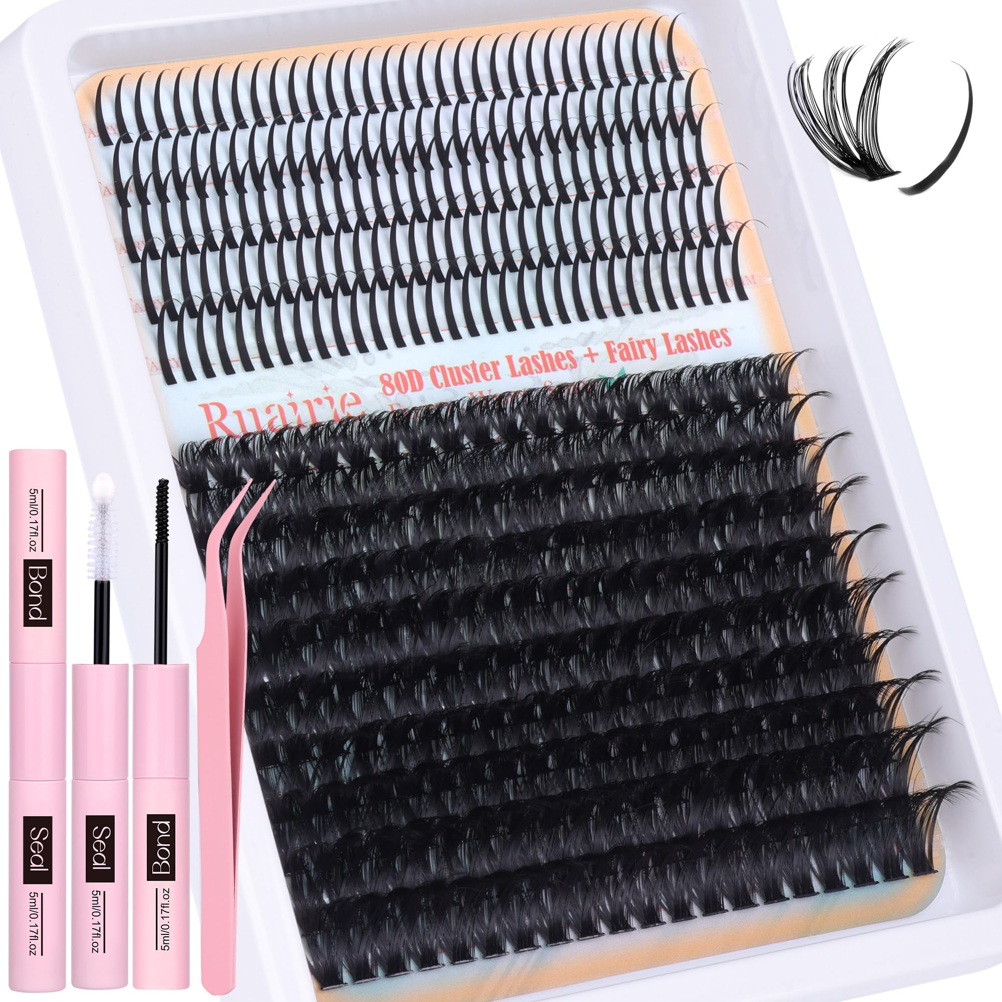 Ruairie Lash Clusters SSF20 Individual Lash Extension 80D Volume Lash ...