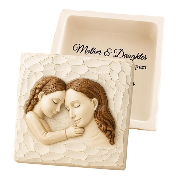 Ruanlalo 1/2Pcs Mother Daughter Keepsake Box Handcrafted Sculpted Women Jewelry Trinket Holder Decorative Treasures Box Mom Birthday Mother’s Day Gift