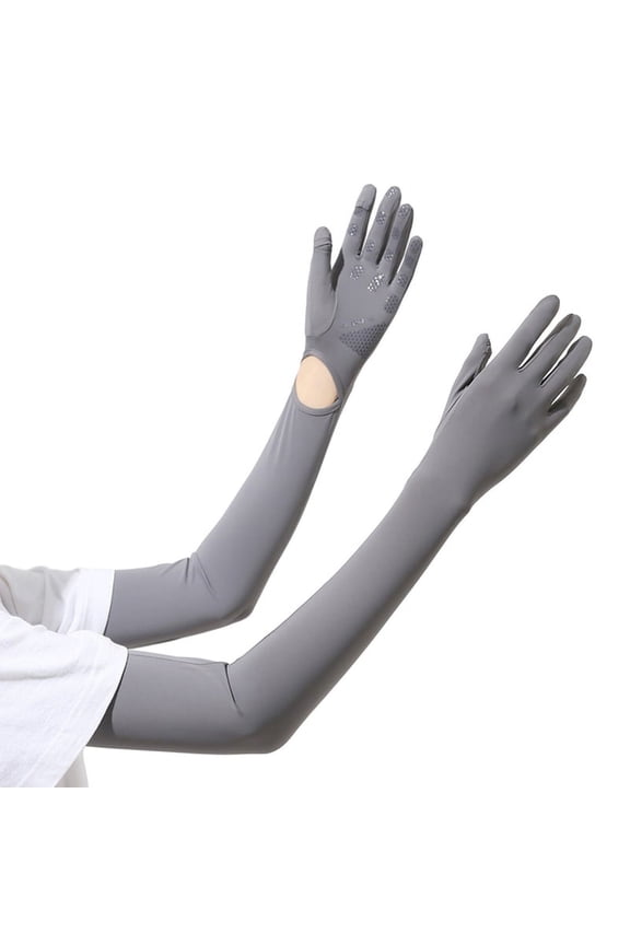 1 Pair Long Sun Glove Unisex Sunblock Driving Gloves Anti- UV Non Slip Full Finger Arm Sun Protective Outdoor Sports Arm Cover