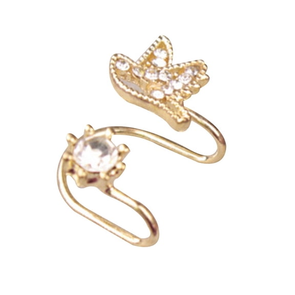 Ruanlalo 1 Pc Earrings Brid Shape Design Non-piercing Alloy Rhinestones Inlaid Ear Clip for Women Golden