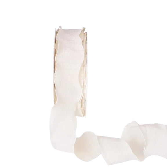 Ruanlalo 1 Roll 900x2.5CM Ruffle Edge Ribbon DIY Sewing Flower Bridal Bouquets Christmas Gift Box Wrapping Decorative Ribbon Solid Polyester Pleated Trim Ribbon with Spool