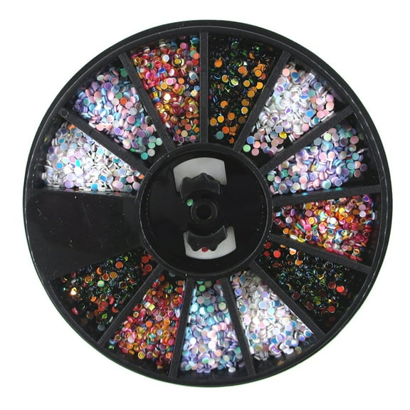 Ruanlalo 1 Wheel 1mm Mixed-Color 3D Nail Art Decor DIY Round Sequins DIY Manicure 4#