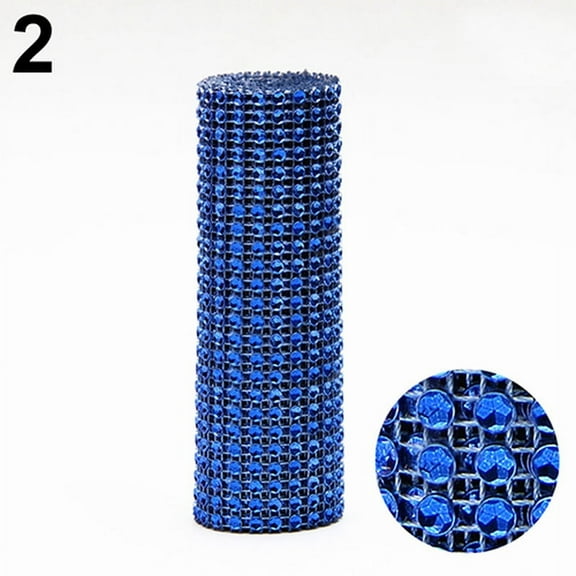 Ruanlalo 1 Yard Sparkle Rhinestone Crystal Mesh Wrap Plastic Ribbon Wedding Decoration Blue