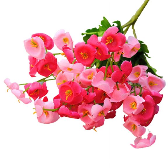 Ruanlalo 1 x Bouquet/60 Heads Artificial Fake Campanula Flower Leaf Wedding Party Decor Red