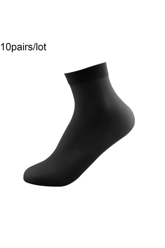 10 Pairs Socks Disposable Soft Polyester Solid Color Breathable Unisex for Ice Rink Black