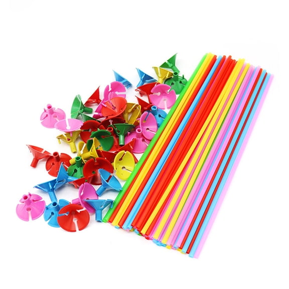 Ruanlalo 100 Pcs Balloon Sticks Plastic Balloon Sticks Holders with Cups for Anniversary Birthday Christmas Graduation Baby Shower Party Wedding Decoration
