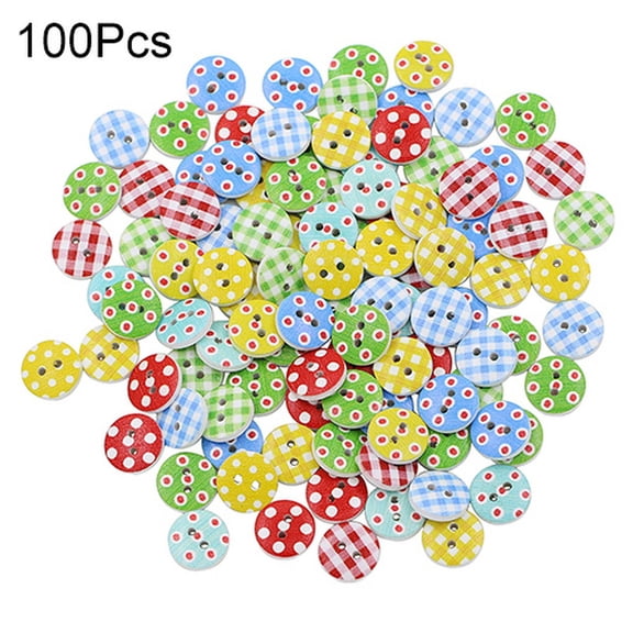 Ruanlalo 100Pcs Checker Dots Mixed Round Shape Buttons DIY Craft for Scrapbooking Sewing