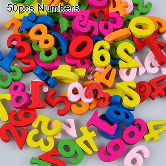 Ruanlalo 100Pcs Colorful Letters Numbers Wooden Flatback Embellishments Crafts Tool 50pcs,Numbers