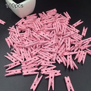 Jdesun 50pcs Pink Wooden Small Clothespins Photo Clips Wood Paper