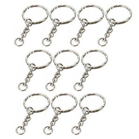 Ruanlalo 10Pcs DIY Silver Tone Keyring Blanks Key Chains Split Rings with 4 Link Chain