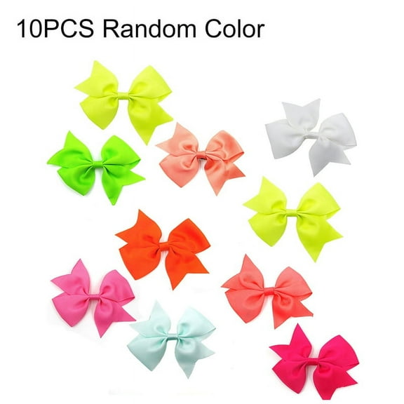 Ruanlalo 10Pcs Fashion Girls Solid Color Ribbon Bowknot Hair Clip Hairpin Party Headwear Random Color
