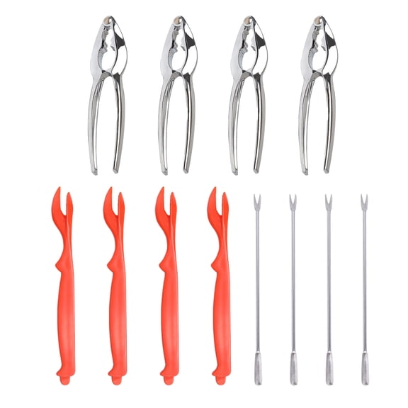 Ruanlalo 12Pcs Crab Cracker Tool Set Zinc Alloy Shellfish Seafood Kit with Nutcrackers Picks Lobster Opener Tool for Crab Nuts Home Restaurant Use