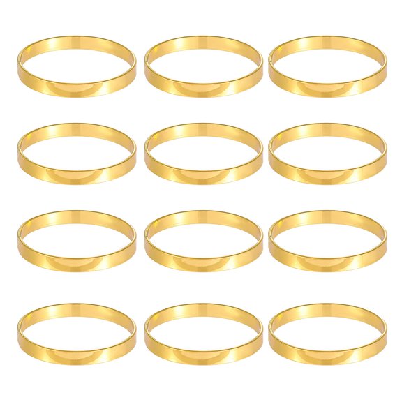 Ruanlalo 12Pcs Golden Napkin Rings Metal Circle Design Napkin Holders Buckles Family Dinner Wedding Party Table Decoration