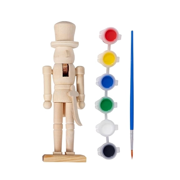 Ruanlalo 18CM Christmas Wooden Unfinished Nutcracker Figurine DIY Blank Unpainted Soldier Figure Festival Holiday Party Ornament Decoration