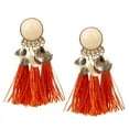 thumbnail image 1 of Ruanlalo 1Pair Women Bohemian Tassels Sequins Ear Stud Dangle Earrings Banquet Jewelry Orange, 1 of 6