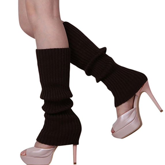 Ruanlalo 1Pair Women Winter Warm Vertical Stripes Solid Candy Colors Leg Warmers Knitting Socks for Home Coffee