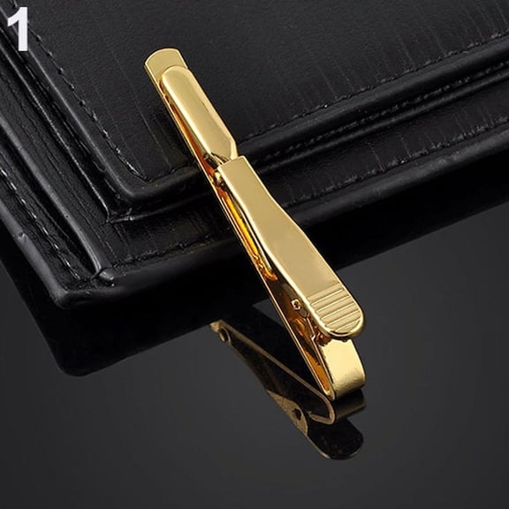 Ruanlalo 1Pc Men Simple Plain Skinny Necktie Tie Bar Clip Clasp Business Accessory Gift Gold