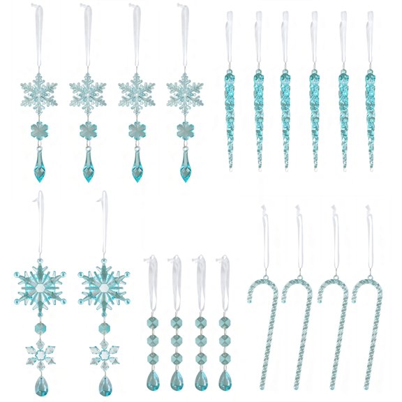Ruanlalo 20Pcs Faux Crystal Snowflake Ornaments for Christmas Tree Acrylic Wonderland Decorations Winter-Themed Craft Party Favors