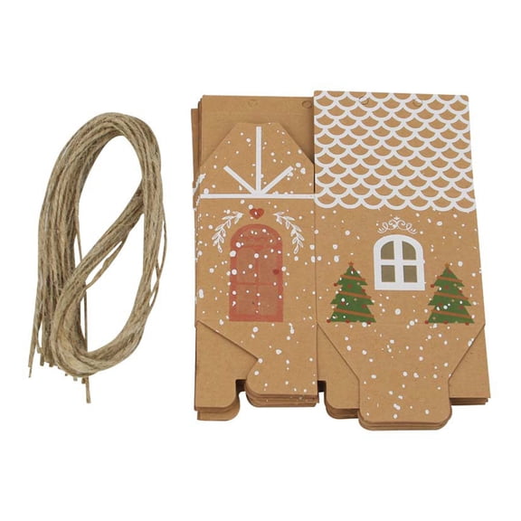 Ruanlalo 24 Pcs Christmas Cottage Gift Box 3D Pop Up House Shaped Gift Box Paper Treat Box for Holiday Party Favors Cookie Candy Packaging