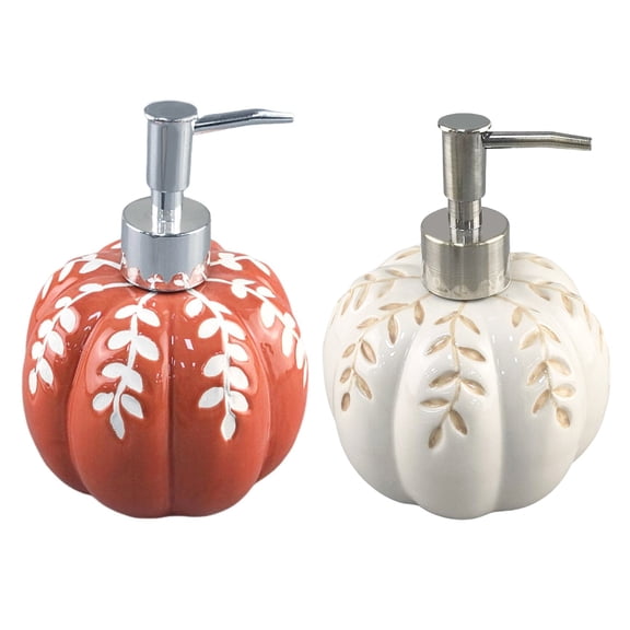 Ruanlalo 2Pcs 460ML Halloween Pumpkin Liquid Soap Dispenser Shampoo Body Hand Wash Shower Gel Facial Cleanser Container Bathroom Refillable Empty Press Pump Bottle