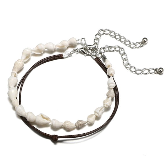 Ruanlalo 2Pcs/Set Women Bohemia Shell Foot Chain Anklet Ankle Bracelet Barefoot Jewelry White