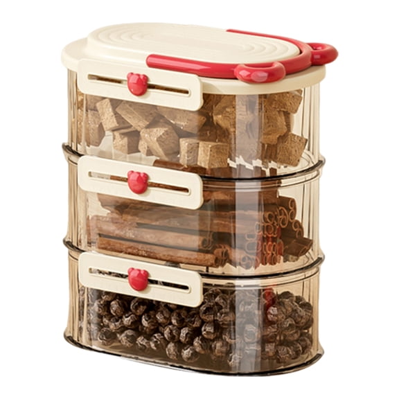 Ruanlalo 3/4/5Pcs Sealed Jar Stacked Spice Storage Box Set Compact Design Clear Spice Storage Bins Spice Drawer Organizer