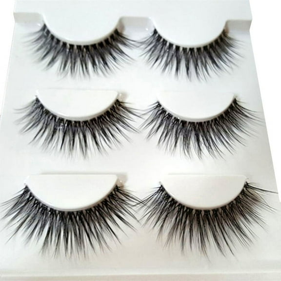 Ruanlalo 3 Pairs 3D Natural Thick Fake Eye Lashes Makeup Handmade Cross False Eyelashes