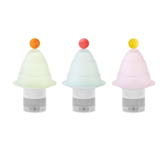 Ruanlalo 3Pcs 60/90ML Foldable Tree Travel Bottle Leak Proof Reusable Facial Cream Lotion Sunscreen Silicone Storage Bottle Portable Refillable Empty Toiletries Container