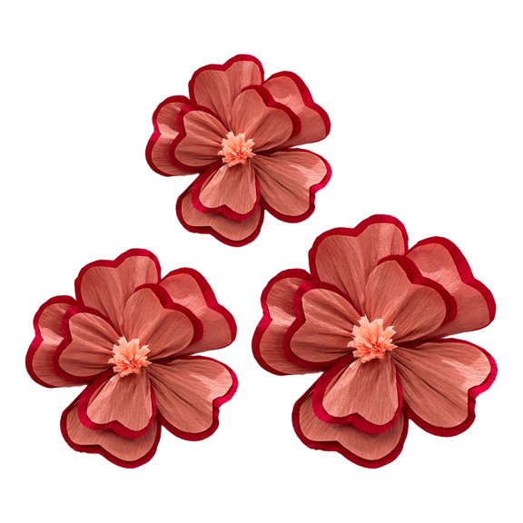 Ruanlalo 3Pcs Artificial Flower Three-Dimensional Design Festival Atmosphere Warm Joyful Colors Decorative Paper Flowers Home Party Office Gift Background Wall Decor