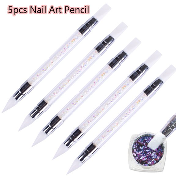 Ruanlalo 3Pcs Double Pointed Heads Nail Art Silicone Pencil Rhinestone Beads Studs Picker Tool