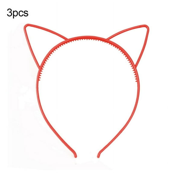 Ruanlalo 3Pcs Lovely Cat Ears Women Girls Hoop Hairband Headband Party Hair Accessories Big Red