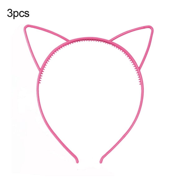 Ruanlalo 3Pcs Lovely Cat Ears Women Girls Hoop Hairband Headband Party Hair Accessories Rose Red