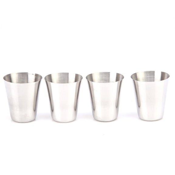 Ruanlalo 4Pcs Mini 70ml Drink Liquor Stainless Steel Cups with Holder Travel Barware