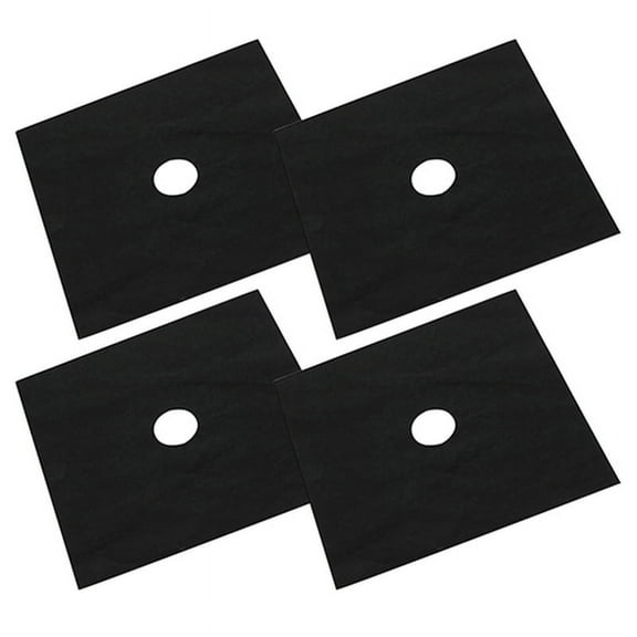 Ruanlalo 4Pcs Removable Easy Clean Square Foil Gas Hob Protector Liner Stove Protection Mat Black