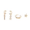 thumbnail image 1 of Ruanlalo 4Pcs/Set Bohemian Hollow Moon Star Rectangle Charms Rhinestone Ear Stud Earrings Golden, 1 of 6