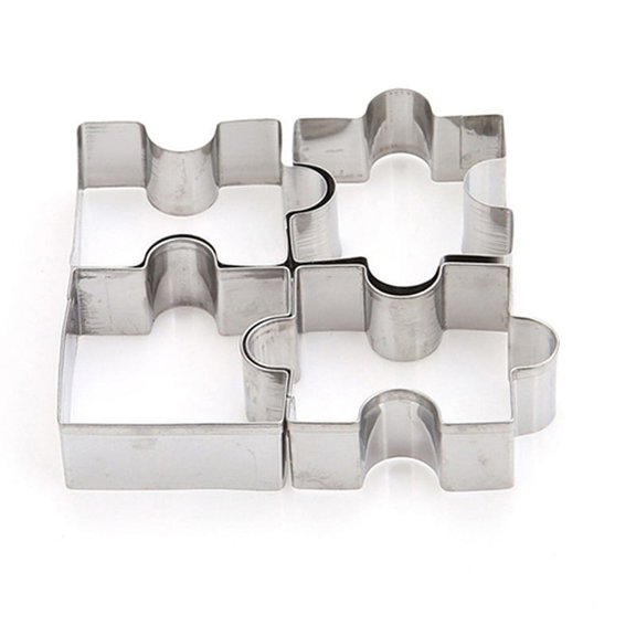 Ruanlalo 4Pcs/Set Stainless Steel Cookie Puzzle Shape Cookie Cutter Set DIY Biscuit Molds