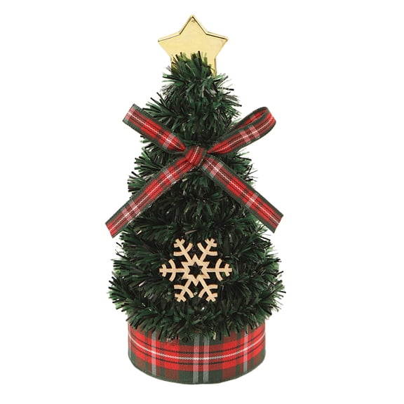 Ruanlalo 5 Inch Mini Christmas Tree Artificial Tabletop Christmas Tree Decorations with Star Tree Topper for Winter Fireplace Mantel Decor